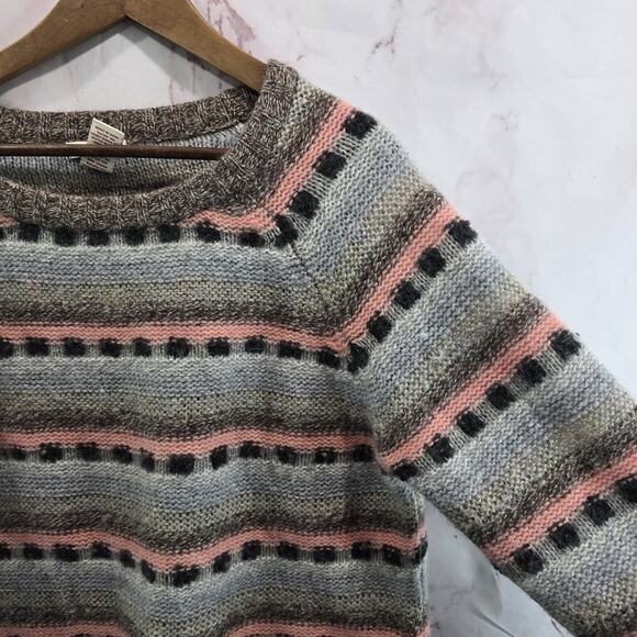 Sundance Sweater Womens Medium Brown Blue Stripe Lambswool Mohair Angora - Picture 10 of 11
